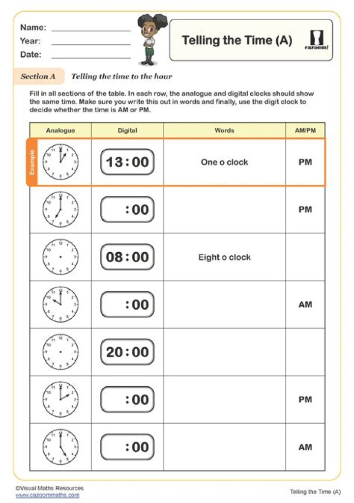 How to Tell Time Worksheets PDF: Printable Practice for Kids