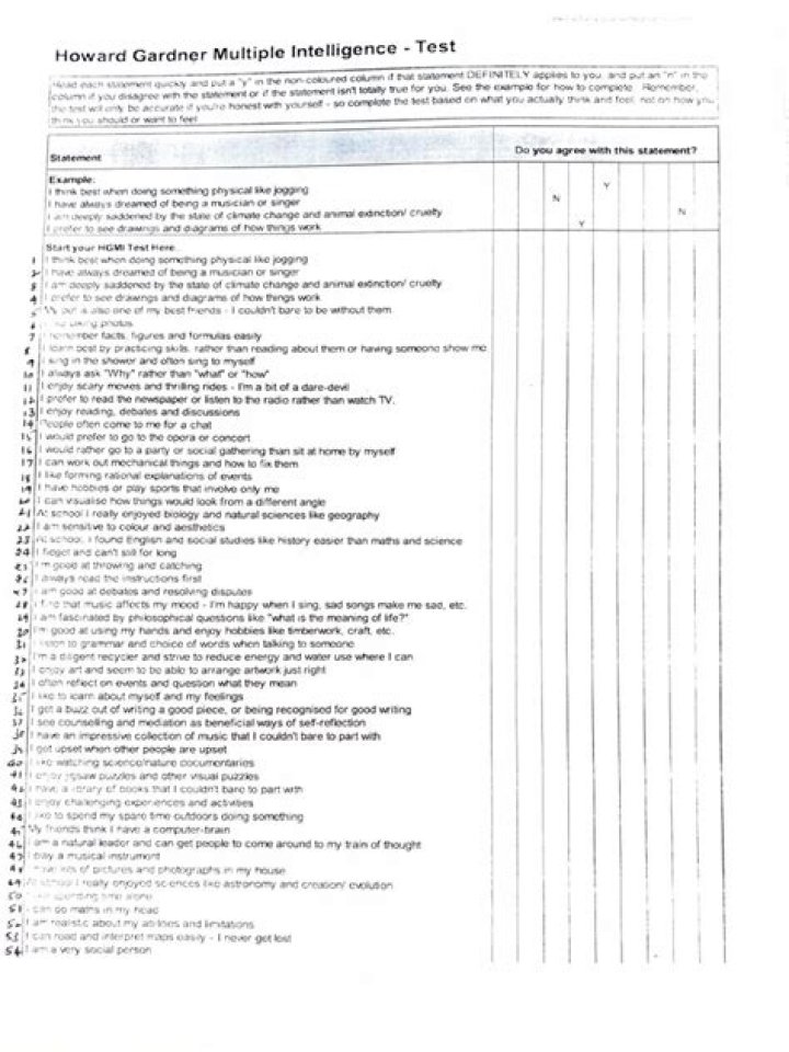 Howard Gardner’s Multiple Intelligences Test PDF – Free Download