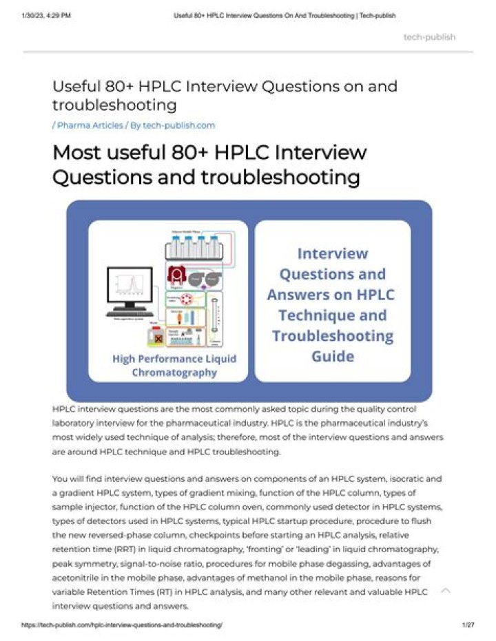 HPLC Troubleshooting Questions & Answers PDF – Expert Guide
