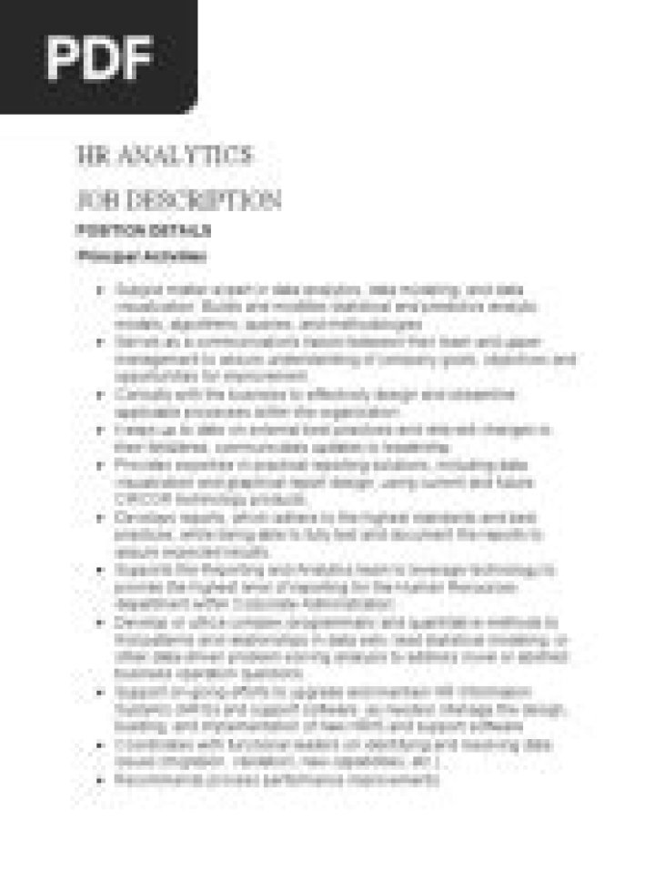 HR Analytics Manager Job Description PDF: Full Career Guide