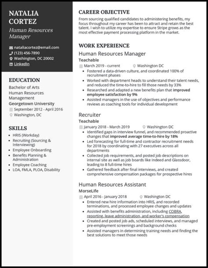 HR Manager Resume PDF Template for Success