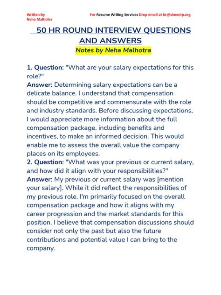HR Round Interview Questions & Answers PDF Guide