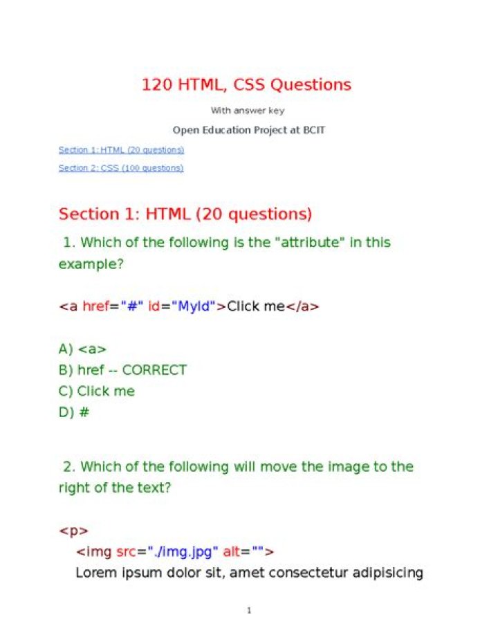 HTML & CSS Questions & Answers PDF Guide