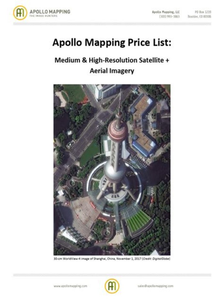 Apollo Mapping Imagery Price List PDF: Download Apollo Mapping Pricing