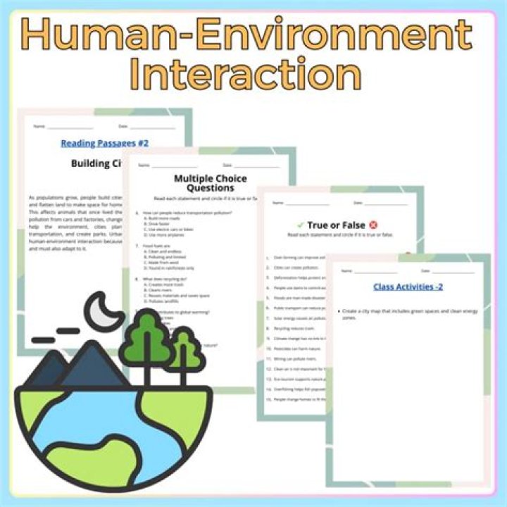 Human-Environment Interaction Worksheet PDF for Sustainable Living