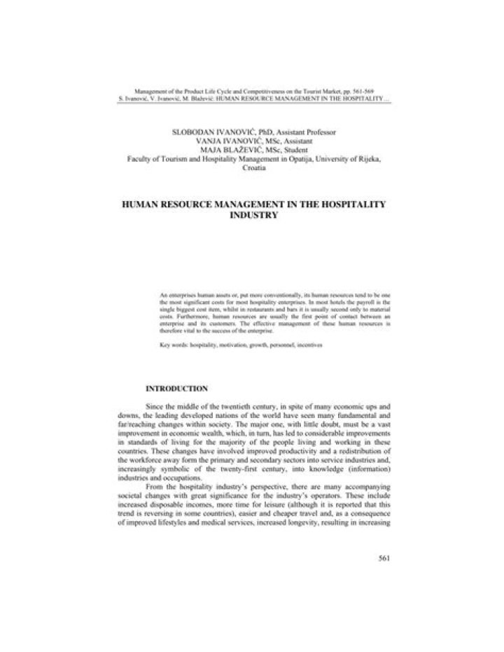 Mastering Human Resource Management in the Hospitality Industry: A Comprehensive PDF Guide