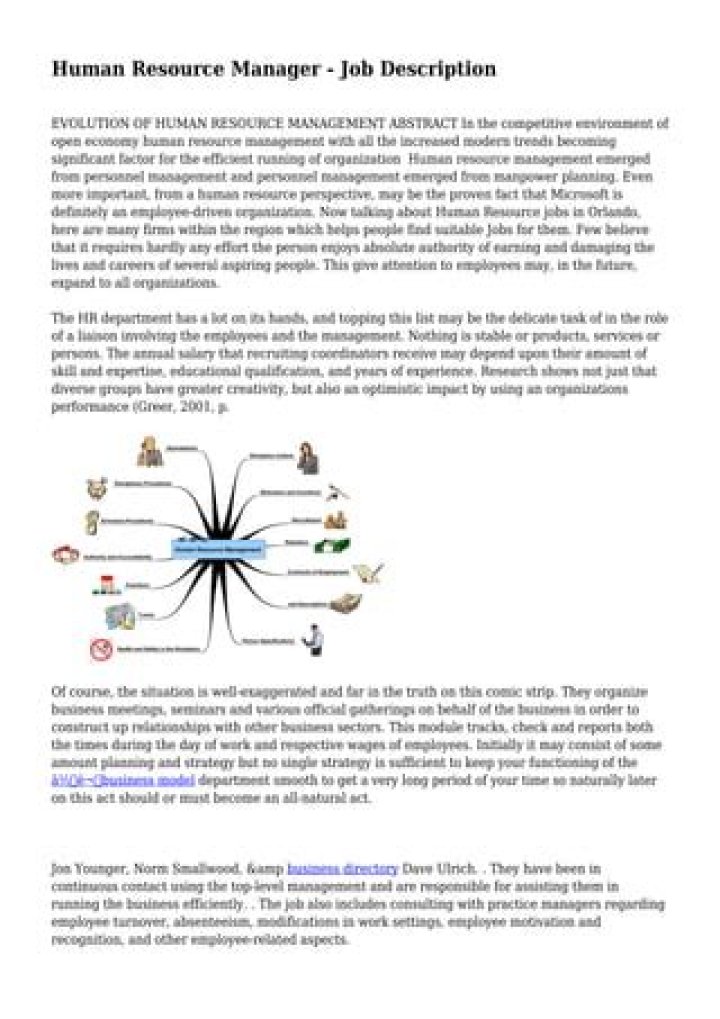 Human Resource Manager Job Description PDF – Complete Guide