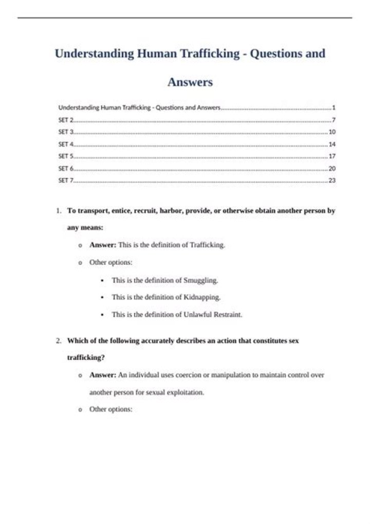 Human Trafficking Questions and Answers PDF: Essential Information