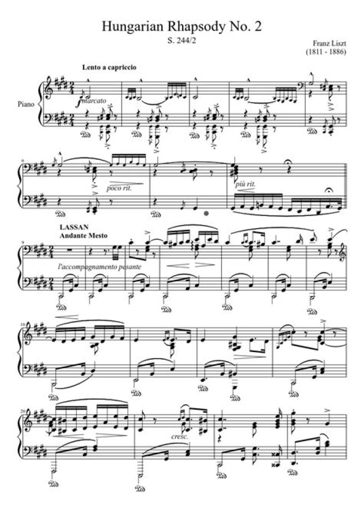 Hungarian Rhapsody No. 2 Sheet Music Free PDF Download