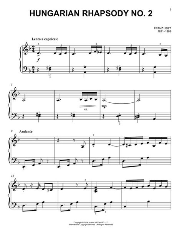 Hungarian Rhapsody No. 6 Sheet Music PDF for Instant Download