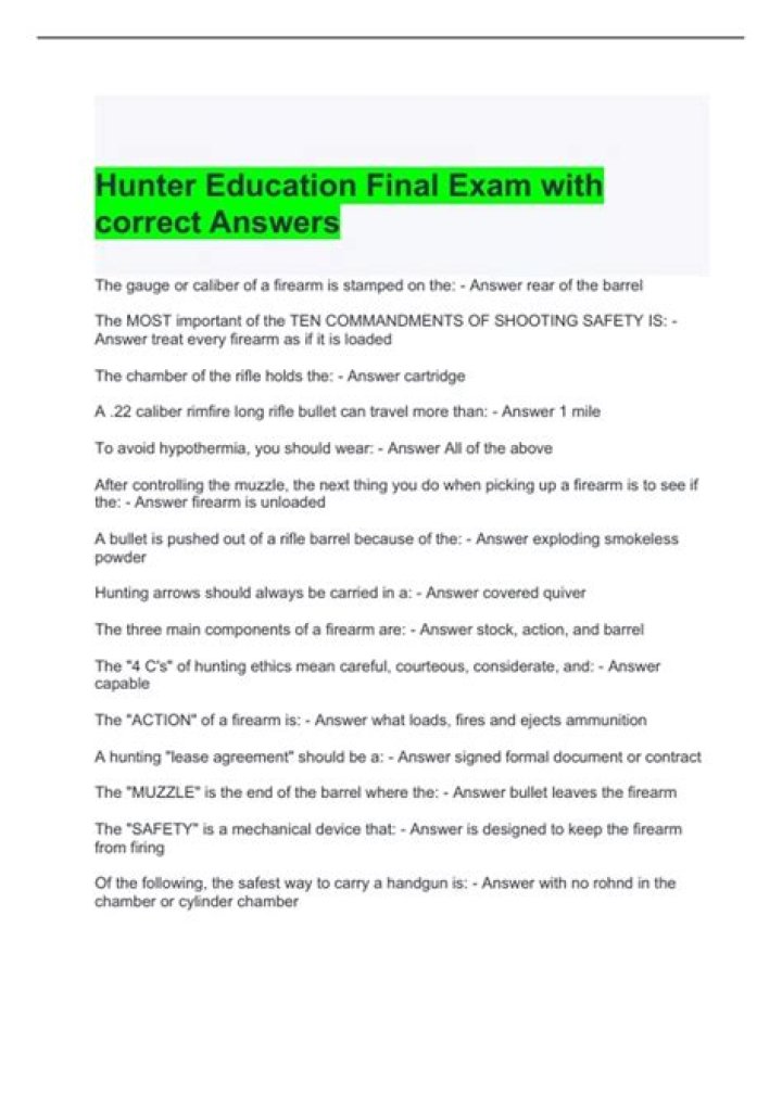 Hunter Education Test Answers PDF – Official Study Guide