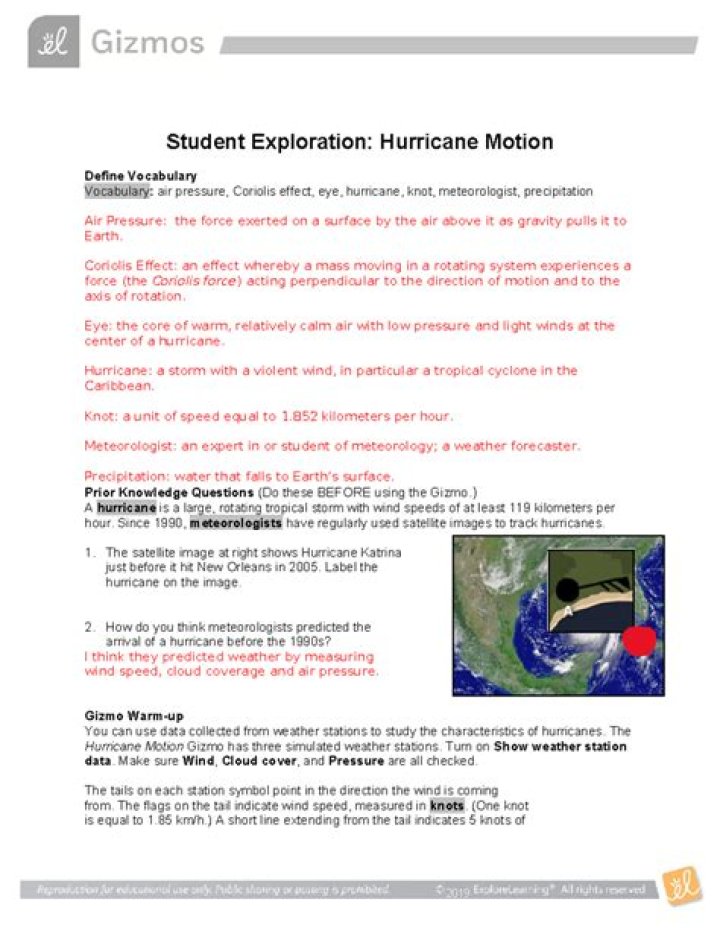How to Use Hurricane Motion Gizmo? Answers in Instant PDF Guide