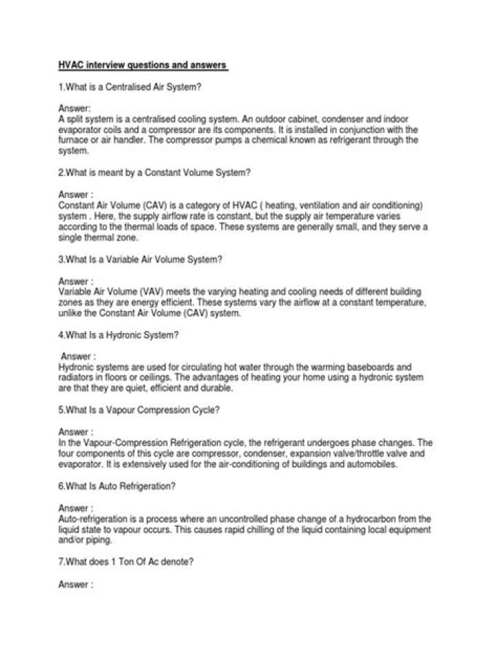 HVAC Interview Questions & Answers PDF: Top 50 Must-Know Sample