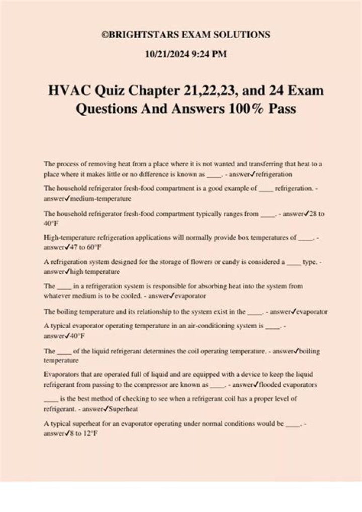 HVAC Quiz Questions and Answers PDF: Perfect Study Resource