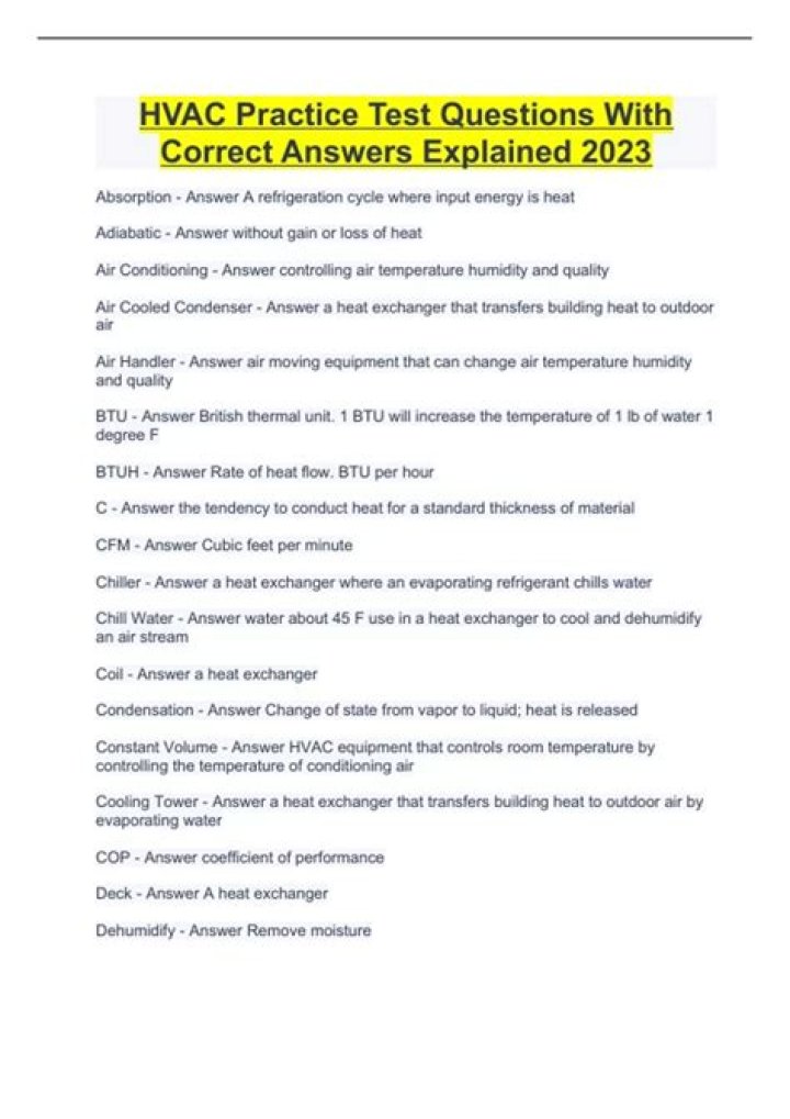 Free HVAC Test Questions and Answers PDF – Instant Download