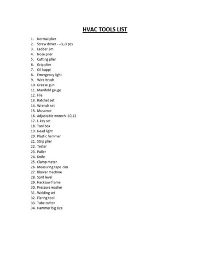 HVAC Tools List with Pictures PDF Free Download – Instant Guide