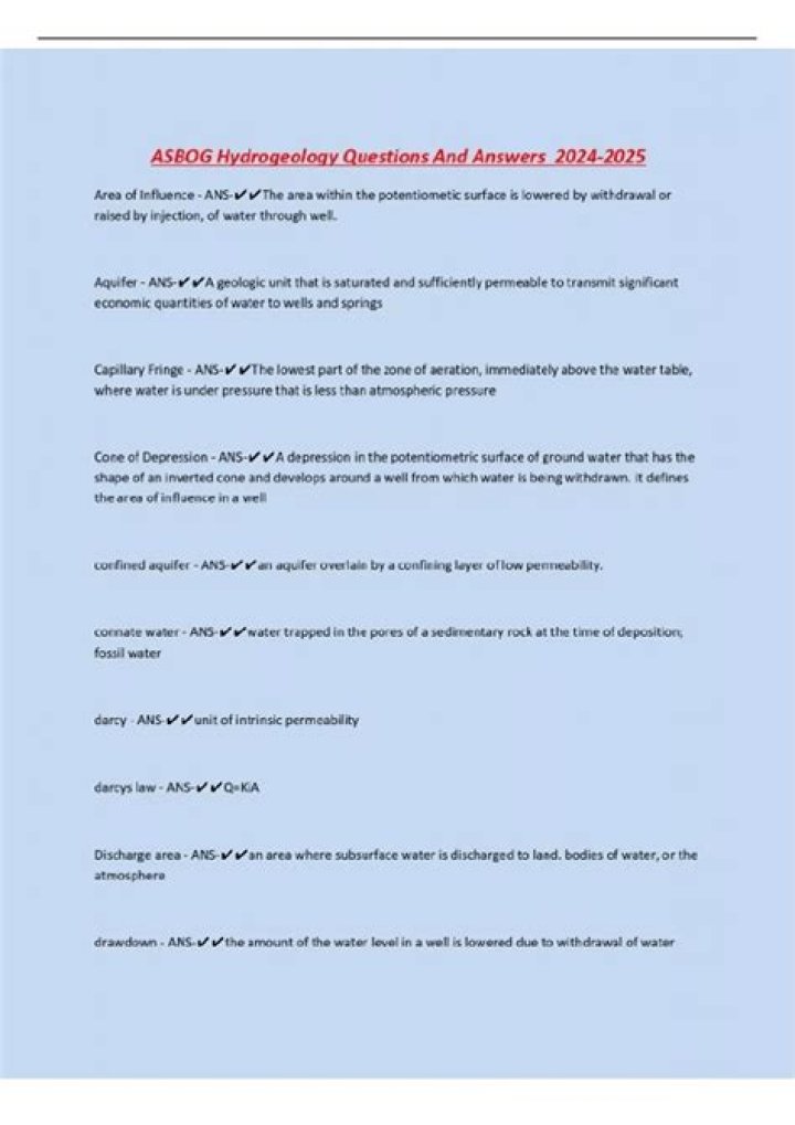 Hydrogeology Questions & Answers PDF – Expert Guide