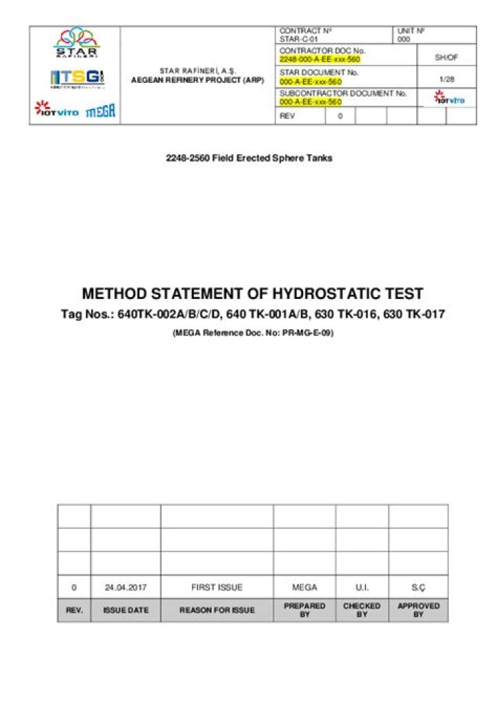 Hydrostatic Testing Procedure for Storage Tanks: Full PDF Guide
