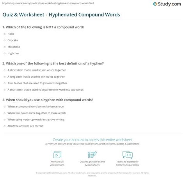 Free Hyphenated Compound Words Worksheets PDF for Easy Learning