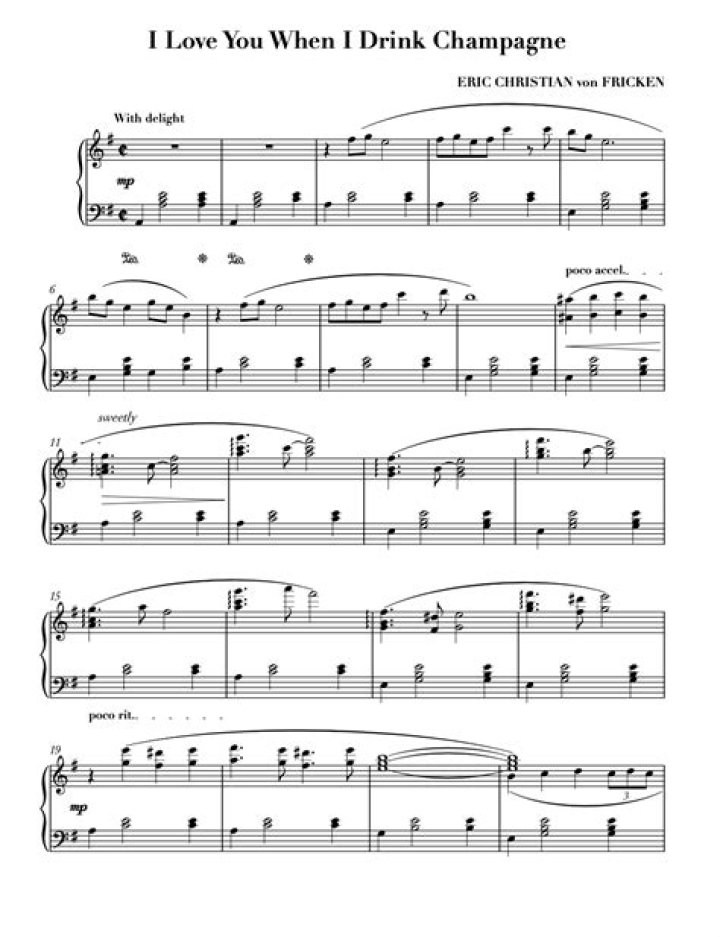 I Love You When I Drink Champagne – Piano Sheet PDF with Love Lyrics