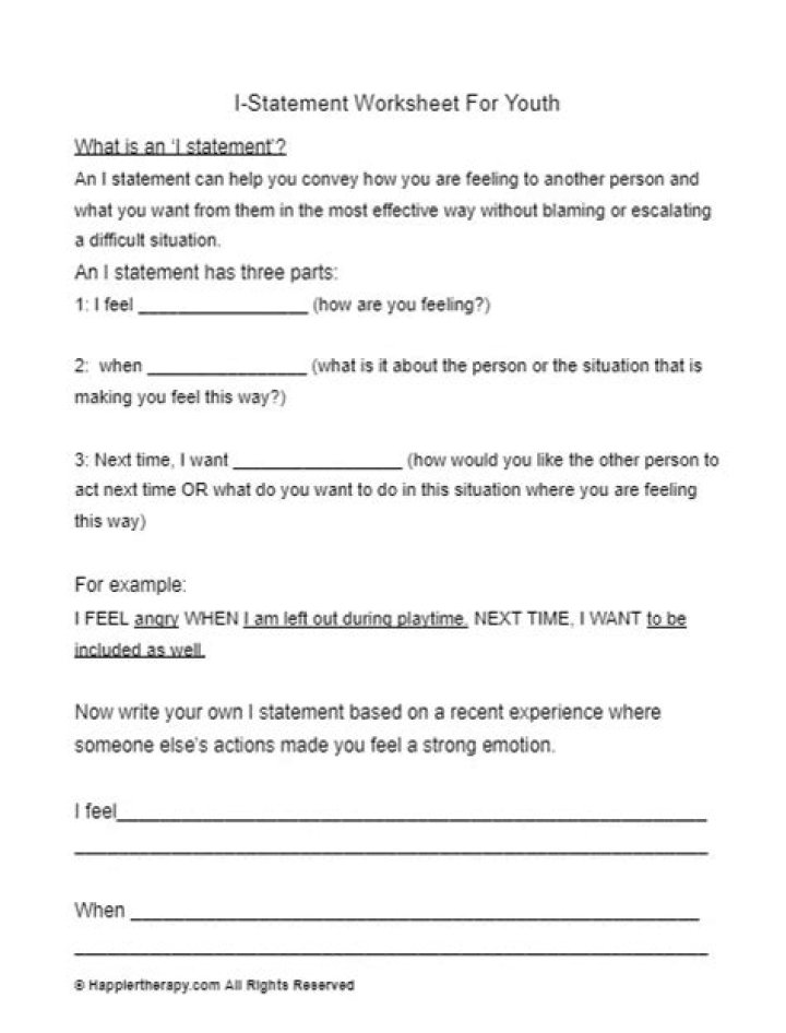 Free I Statements Worksheet for Youth – PDF Download