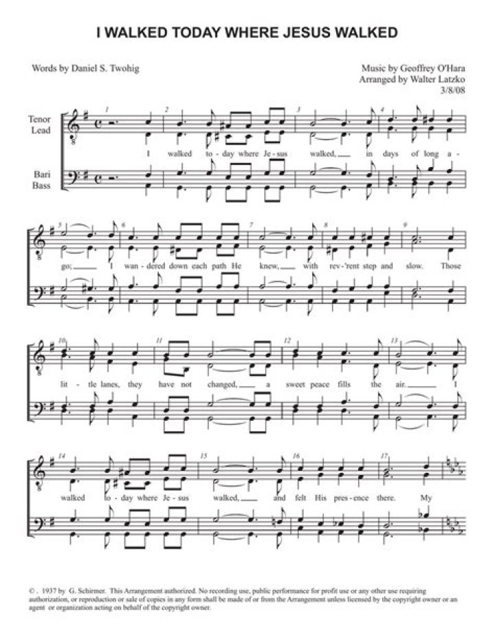 Free Sheet Music: I Walked Today Where Jesus Walked – PDF Download