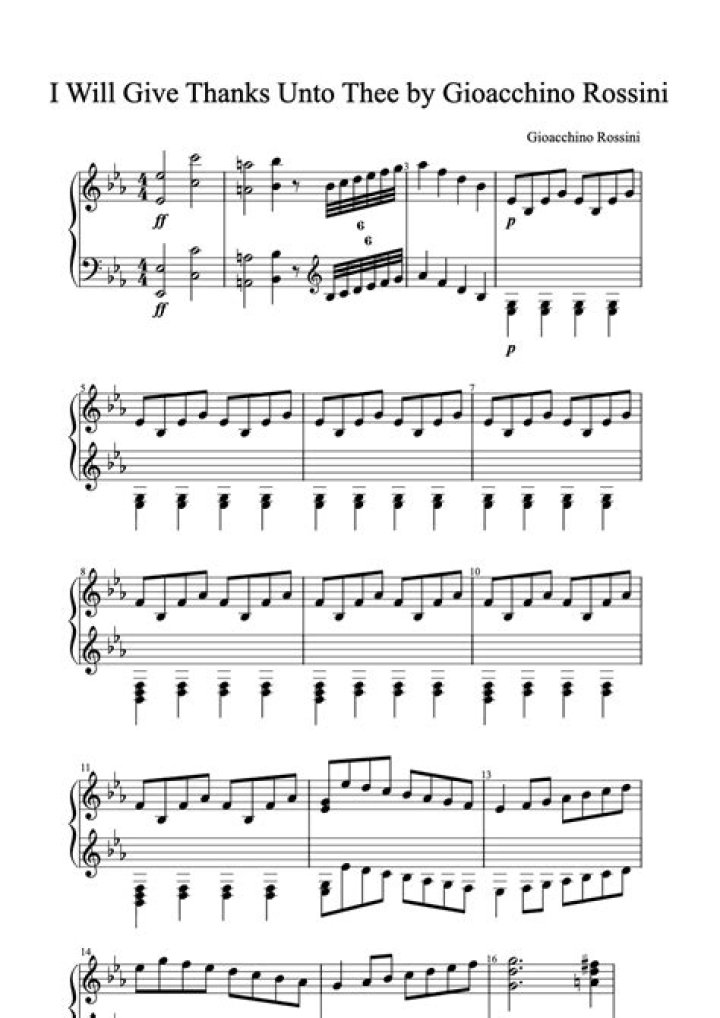 I Will Give Thanks Unto Thee: Rossini Sheet Music PDF for Free
