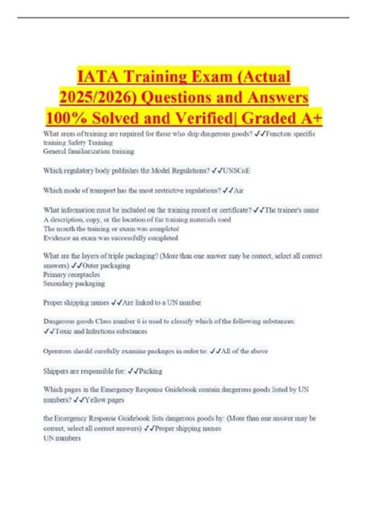 IATA DGR Exam Questions and Answers PDF: Complete Study Guide