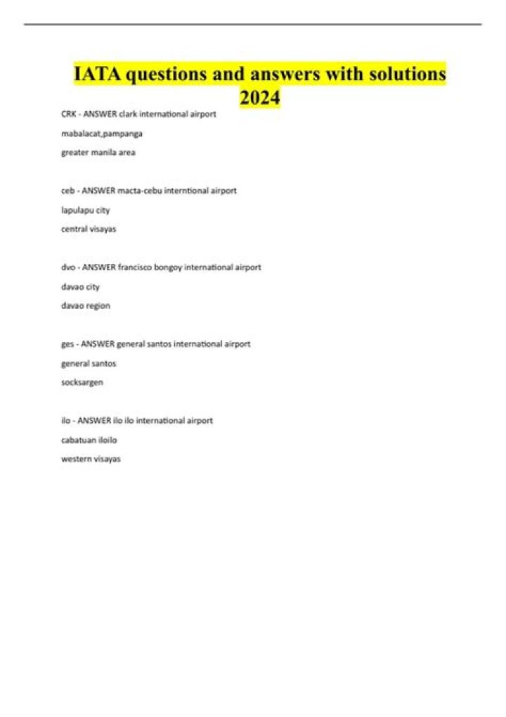 IATA Exam Questions & Answers PDF 2024: Full Practice Set