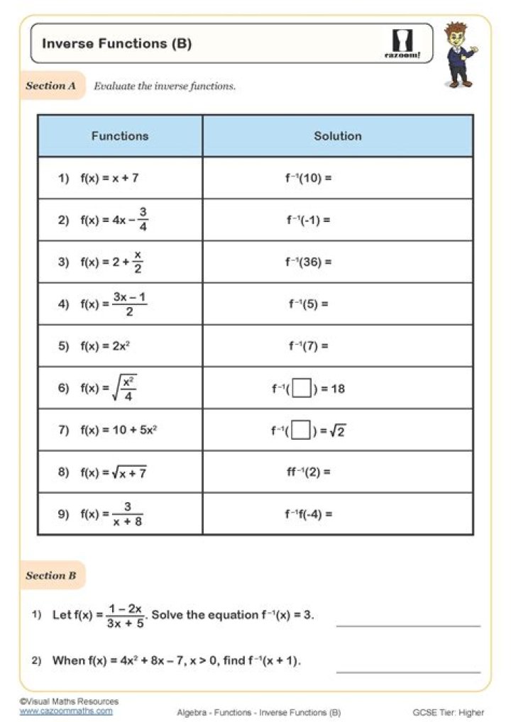IB Math HL Functions Questions and Answers PDF with Solutions