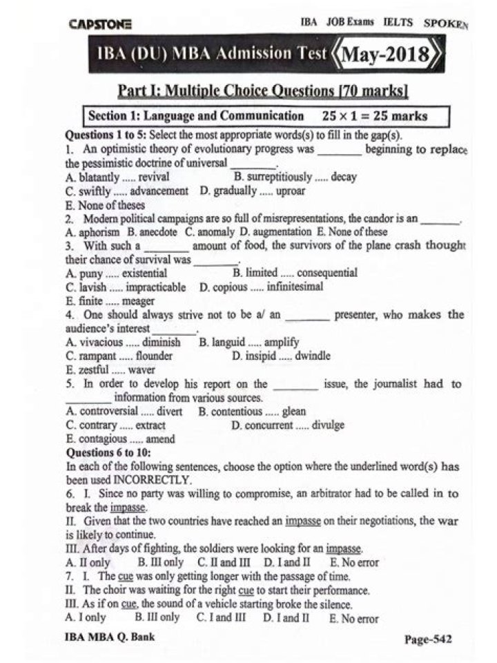 IBAs MBA Question Bank PDF – Download Complete Exam Papers