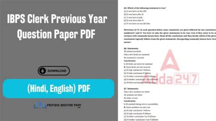 IBPS Clerk Previous Year Question Paper PDF Download – Free 2023-2024 Exam Papers