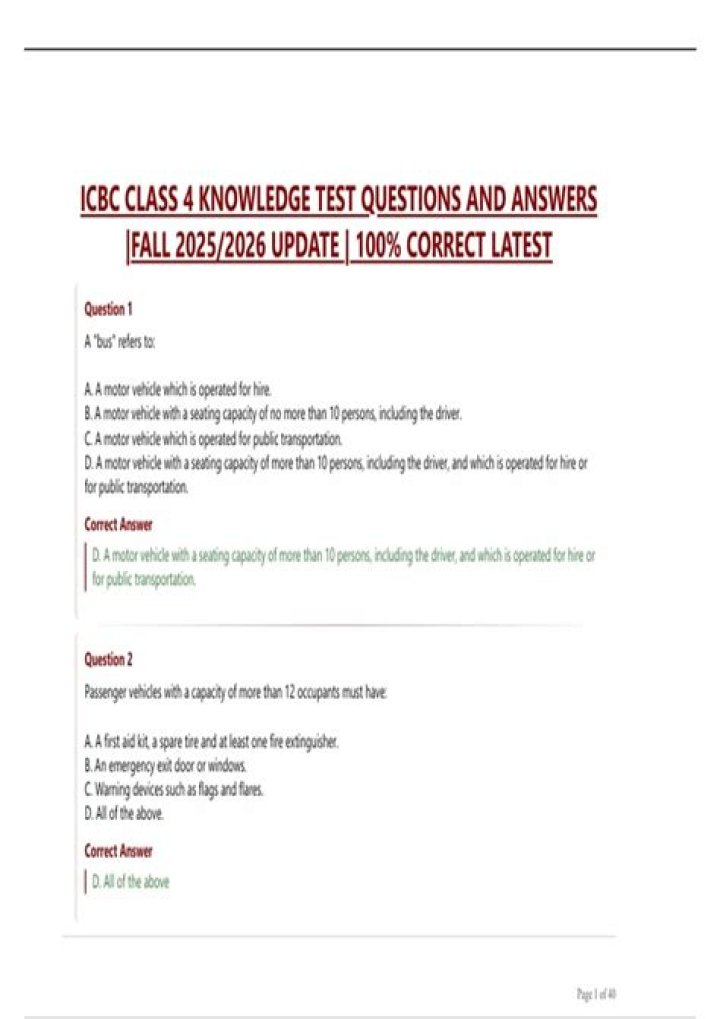 ICBC Class 4 Knowledge Test PDF – Download Now