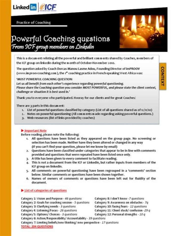ICF-Powerful Coaching Questions PDF – Transform Your Coaching Practice