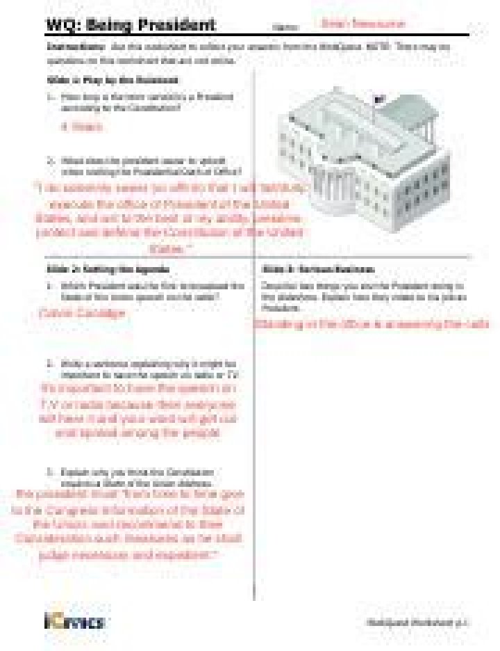 ICIVICS Being President WebQuest Answers PDF: Complete Teacher Guide