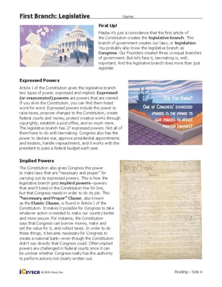 ICIVICS First Branch Legislative Answer Key PDF – Free Study Resource