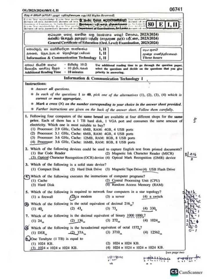 ICT Past Papers & Answers PDF with Solutions