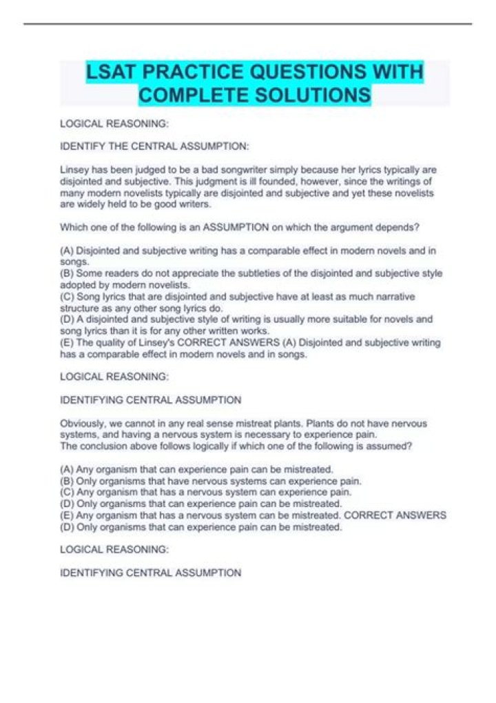 LSAT Conclusion Practice Questions PDF: Identify & Master Critical Reasoning