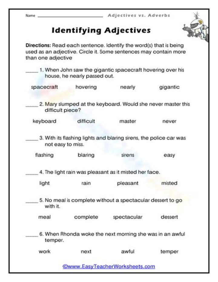 Identifying Adjectives Exercises with Answers PDF | Instant Practice & Solutions