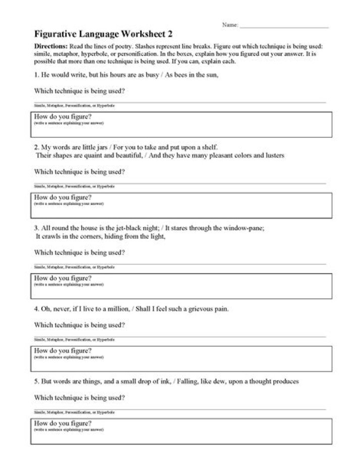 Identify Figurative Language with PDF Worksheets – Free Download