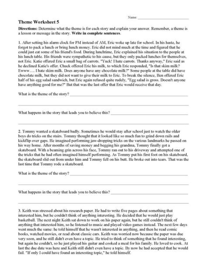 Identify Themes with These Free PDF Worksheets