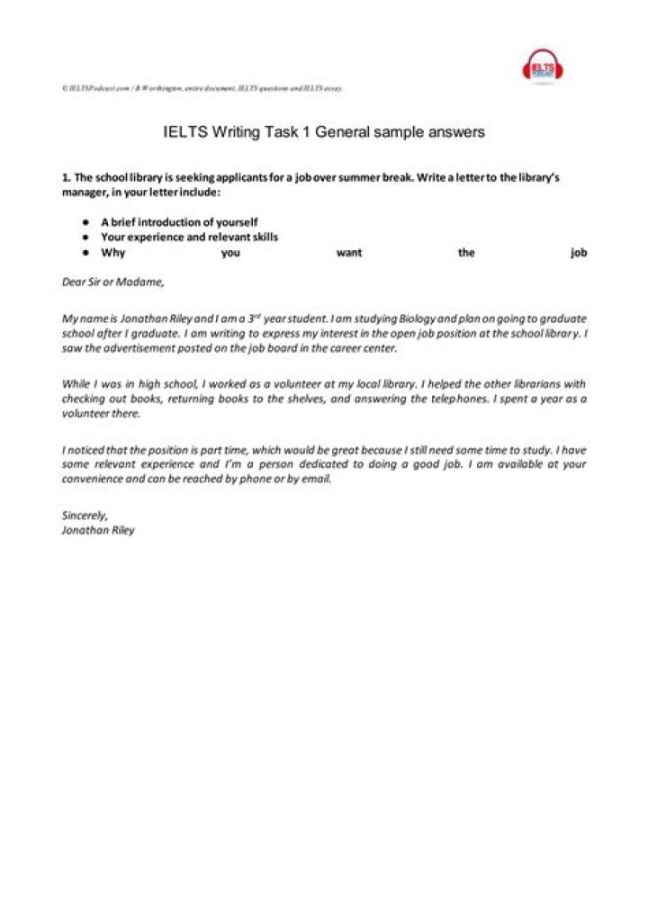 IELTS General Writing Test Samples with Answers PDF Download