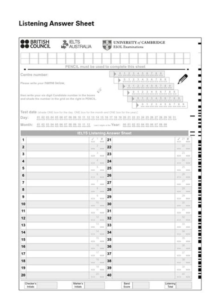 Download IELTS Listening Test Answer Sheet PDF with Answers