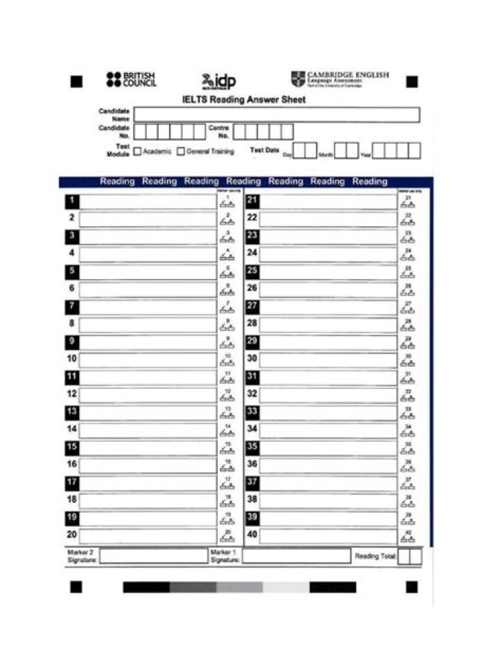 IELTS Reading & Listening Answer Sheet PDF – Download Now