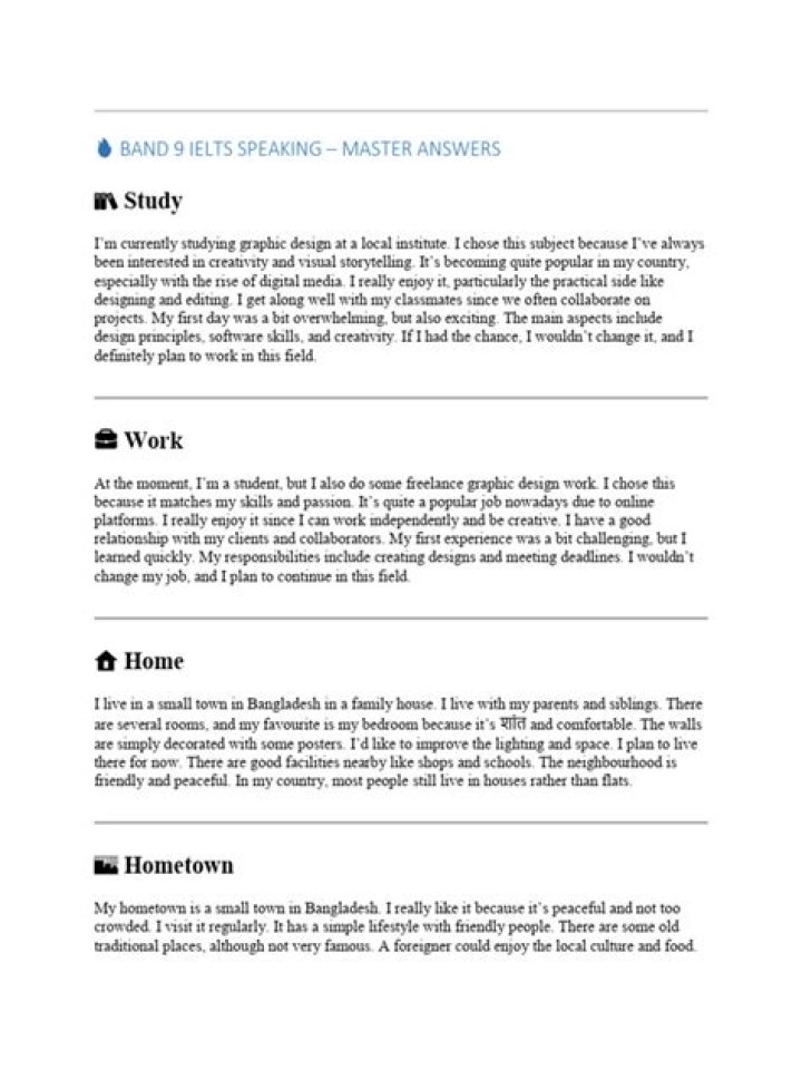 Free IELTS Speaking Model Answers PDF with Expert Tips