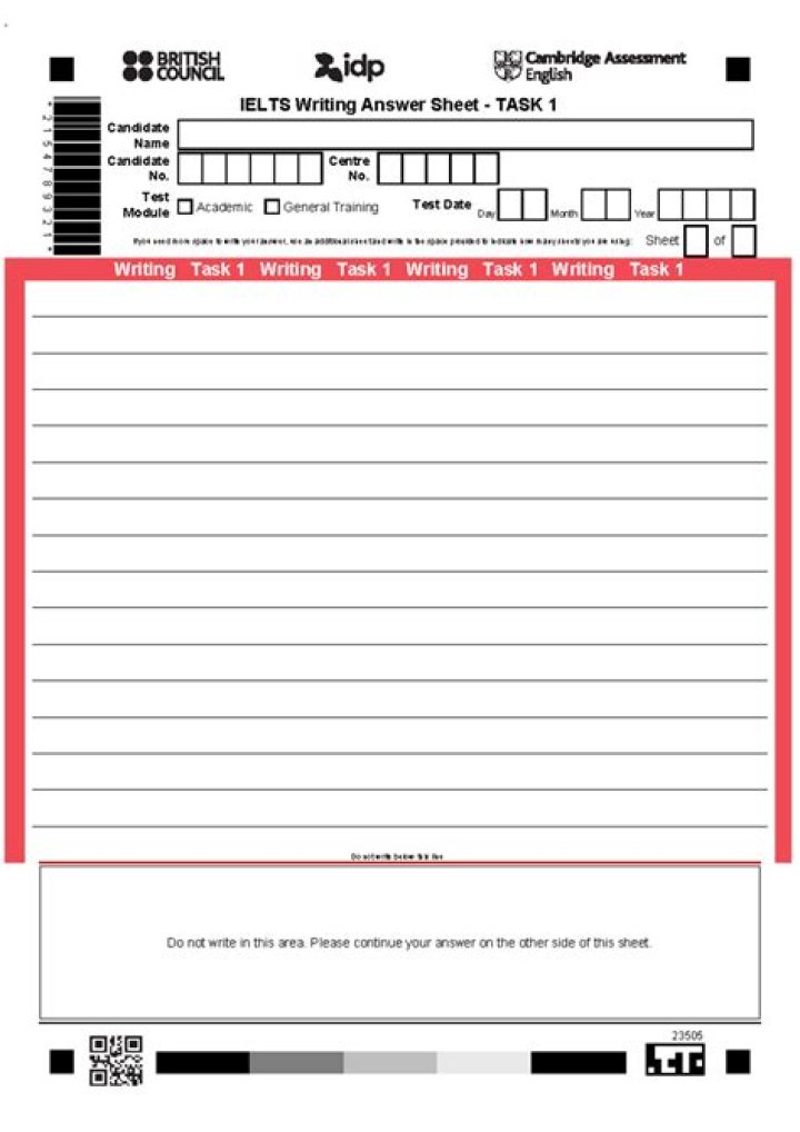 IELTS Writing Answer Sheet Task 1 & 2 PDF Guide