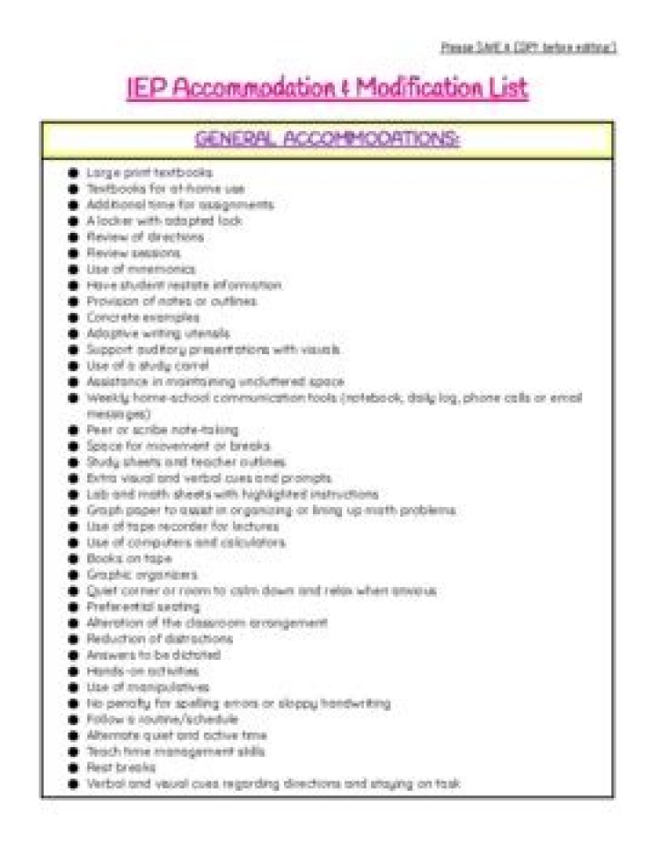 Free IEP Accommodations List PDF – Download Now