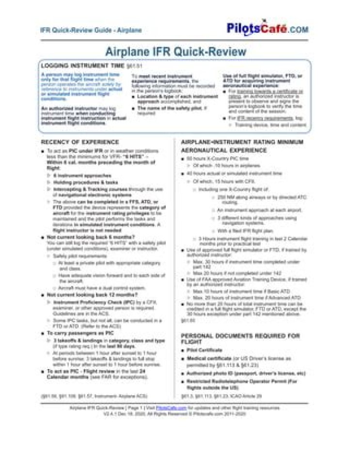 IFR Flight Test Guide PDF – Complete Training & Testing Manual