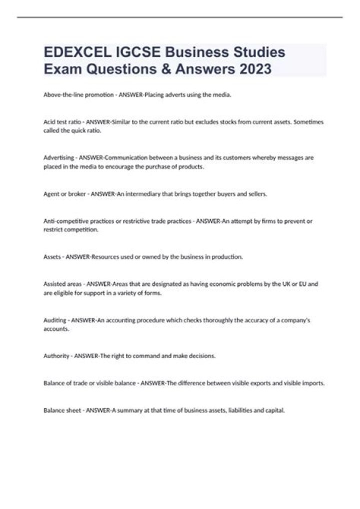 IGCSE Business Studies Questions by Topic with Answers PDF