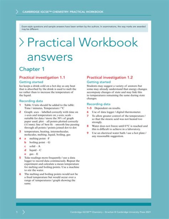 IGCSE Chemistry Workbook Answers PDF – Complete Solutions & Instant Grading